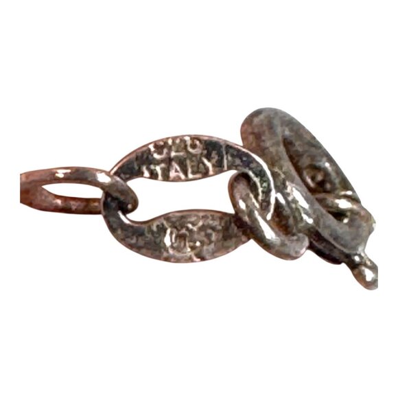 Sterling Silver Heart-Shaped Moss Green Agate Pendant Necklace 18" Italy Vintage - Picture 6 of 10